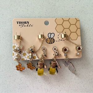 Thorn & Fable Gold and Yellow Honeycomb Earrings Set